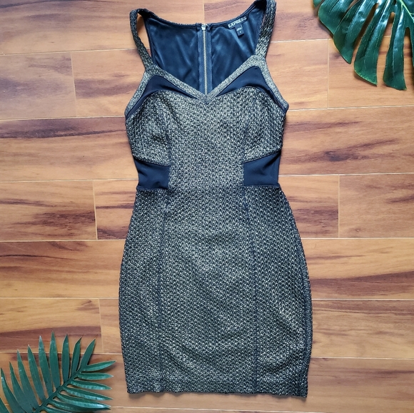 Express Gold and Black Cocktail Dress - Picture 2 of 7